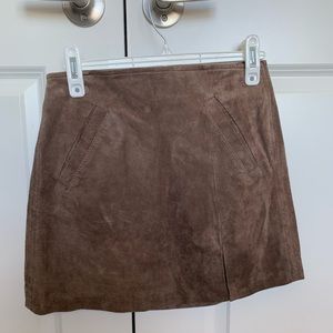 Brown Suede Mini Skirt